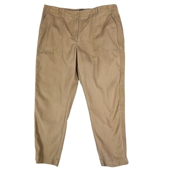 Talbots Khaki Utility Pants Size M Chorecore Ankle Cotton Lyocell Casual - Picture 2 of 11
